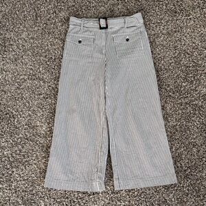 LOFT Brown and White Striped Pants
